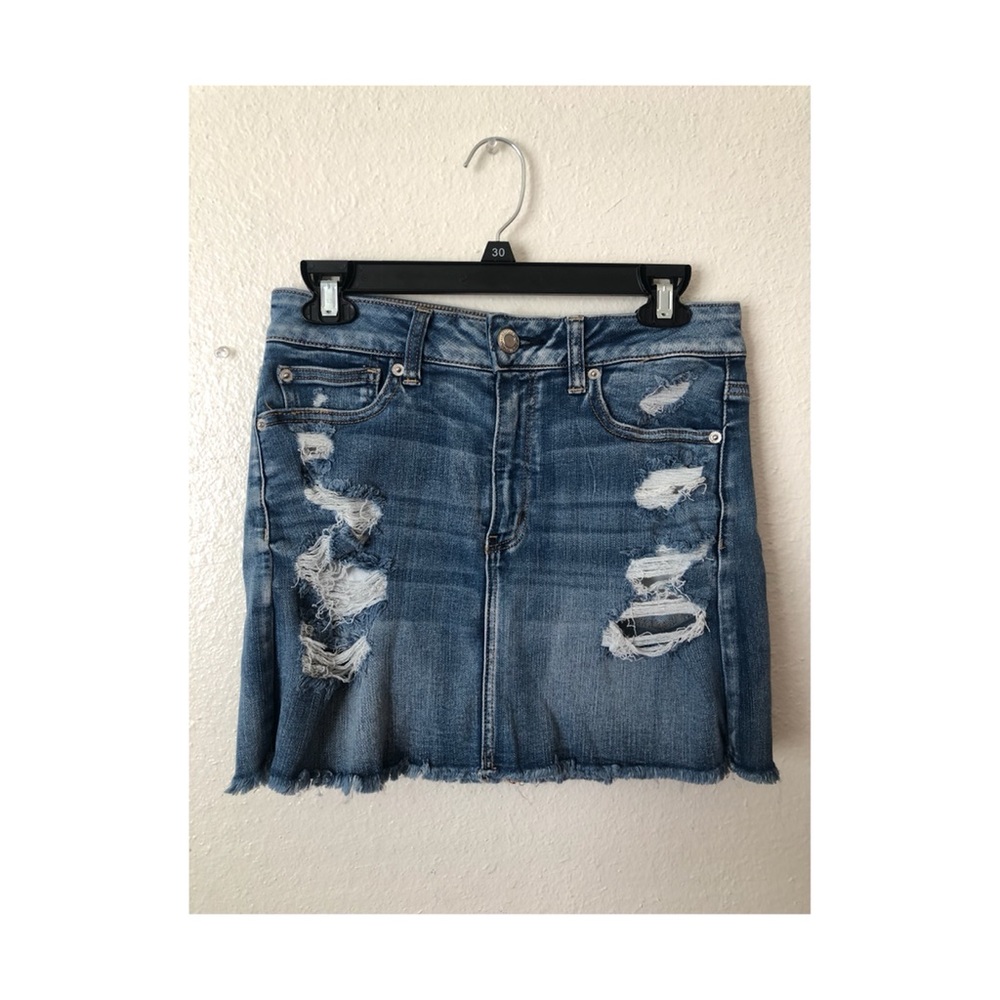American Eagle ripped denim skirt